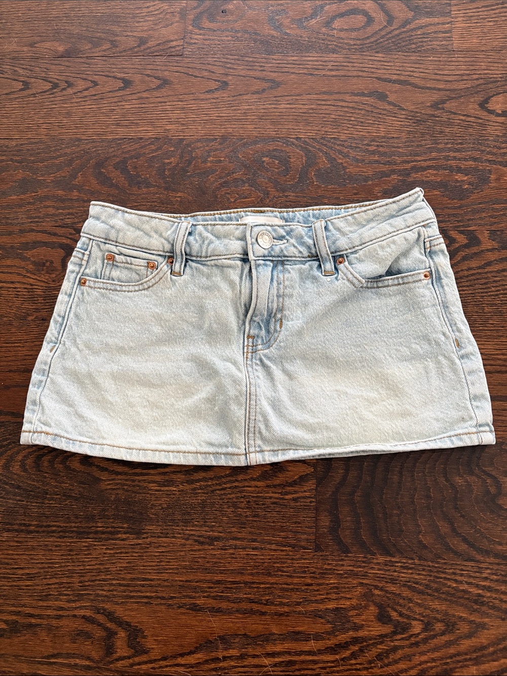 PacSun Light Blue Denim Mini Skirt with Contrast Stitching